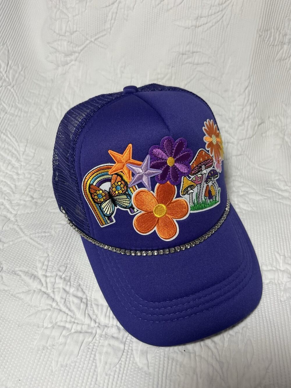 Custom Orange Layered Patches Trucker Hat Adjustable Mesh Back